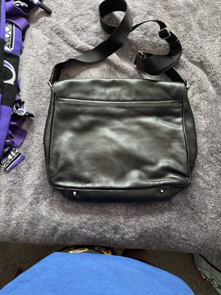 Lodis Black Leather Messenger Bag