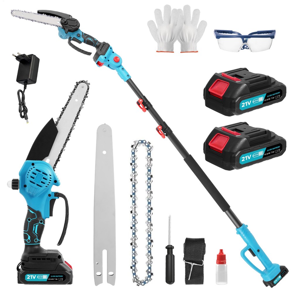 2-in-1 wireless pole type handheld extendable saw mini chain saw for tree prunin