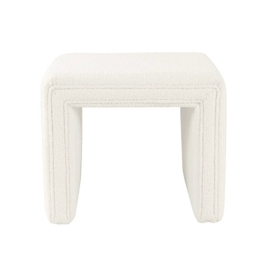 Cream Boucle Channel Decorative Ottoman