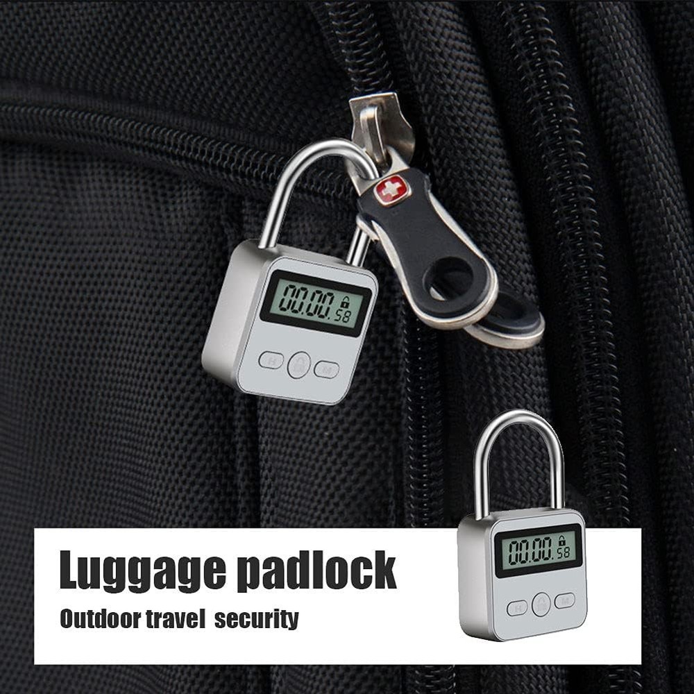 Metal Timer Lock, 99 Hours Max Timing Lock, USB Rechargeable Timer Padlock with