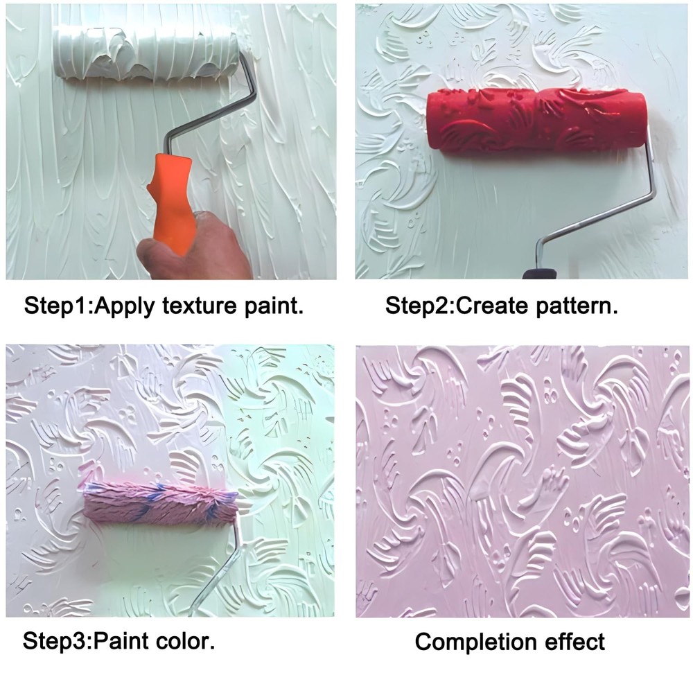 7"DIY Patterned Paint Roller | Decorative Art Texture | Embossing Red