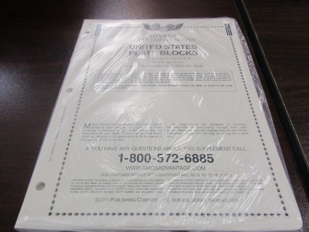 "MINKUS" SUPPLEMENT NOTES U.S. PLATE BLOCKS #MSPB08   W/FREE SHIPPING!!!