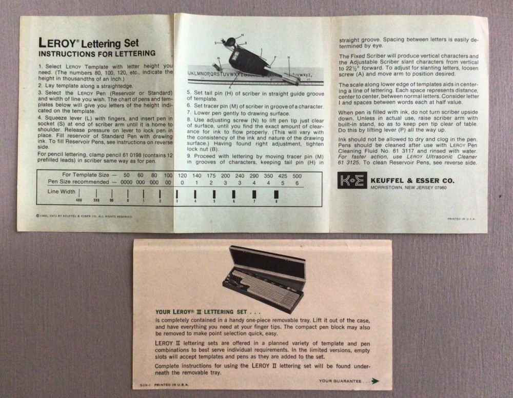 K & E LEROY II Vintage Lettering Set, Engineering, Drafting Tools, Plus Extras!