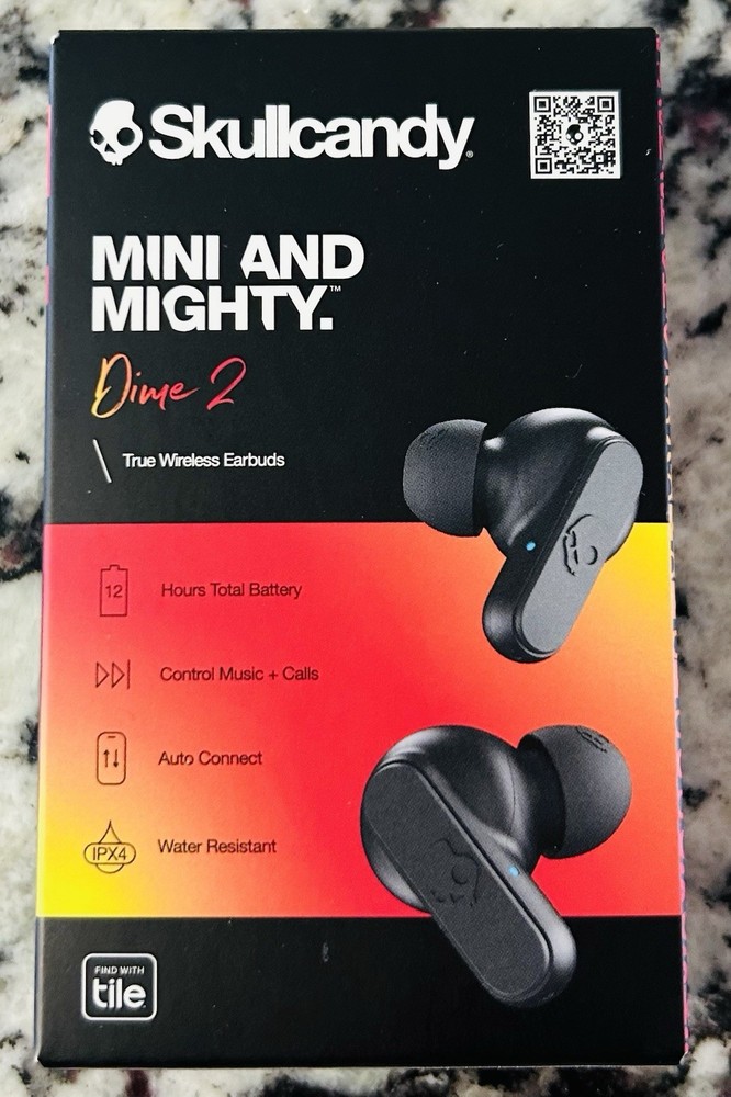 Skullcandy Dime 2 True Wireless Bluetooth Earbuds Black Water Resistant