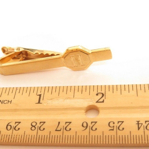 Monogram H Initial Letter Gold Plated Tie Clip