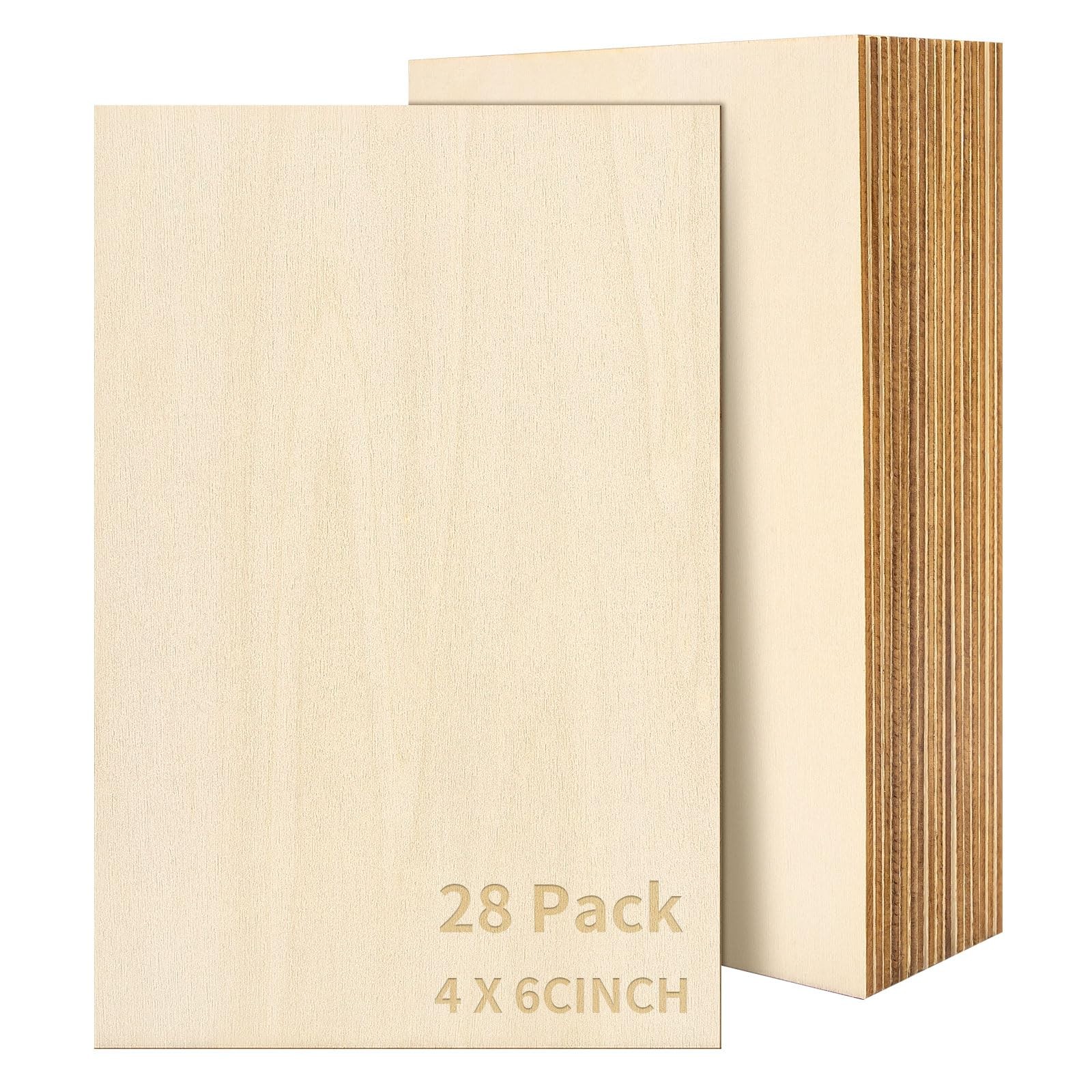 28 Pack Basswood Sheets for Craft Laser Wood Burning Wooden DIY Ornaments