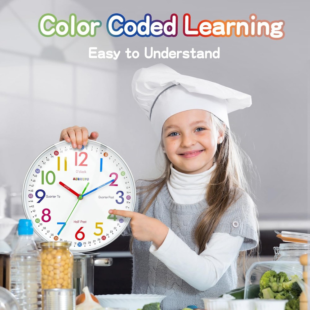Telling Time Teaching Clock - Learning Clock for Kids - Kids Wall Clocks for ...