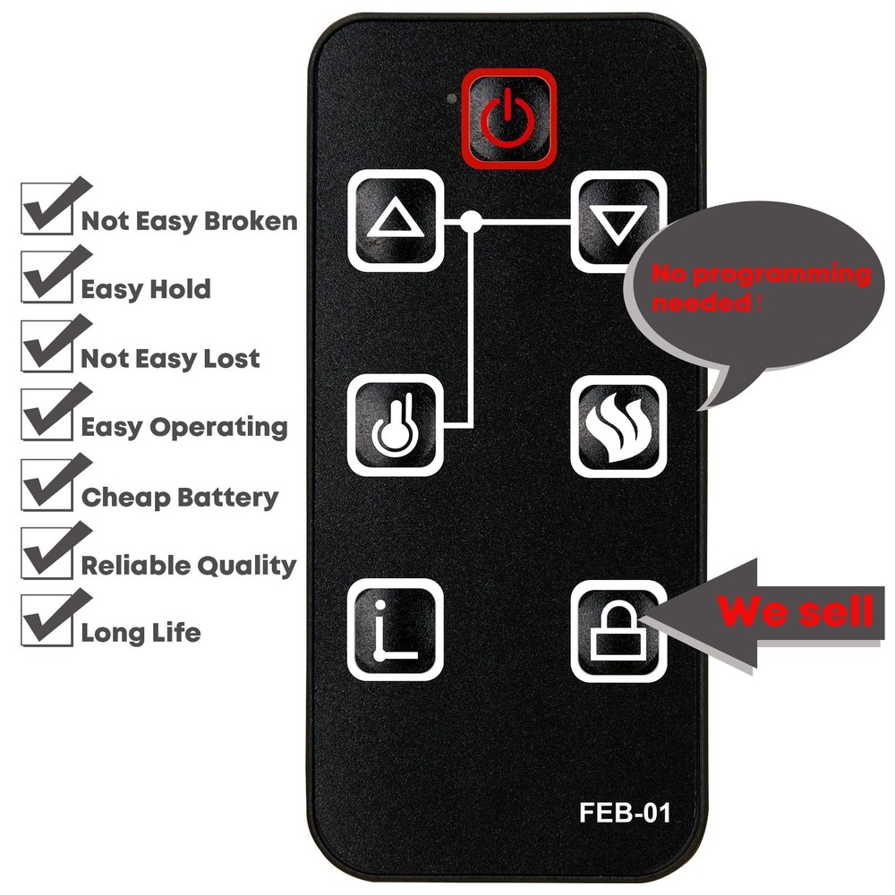 Replacement for FEBO Flame Electric Fireplace Remote Control Best Choice