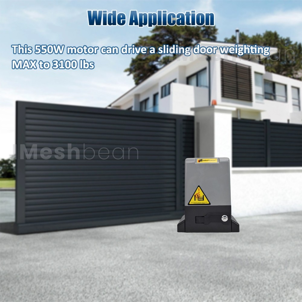 3100LBS Automatic Sliding Gate Opener Rack Driven APP+Keypad+4 Remote Controls