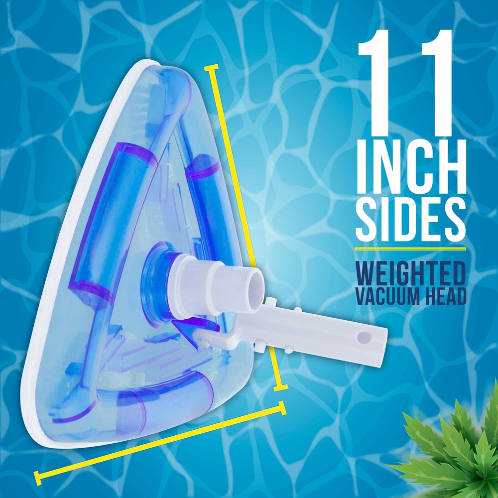 Weighted Transparent Clear Triangular Swimming Pool Vacuum Head, Cleans Debris