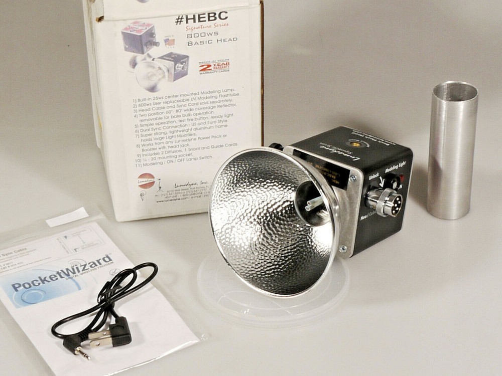 PRL) LUMEDYNE HEBC 800ws BASIC SIGNATURE SERIES HEAD FLASH BLITZ + SYNC CABLE