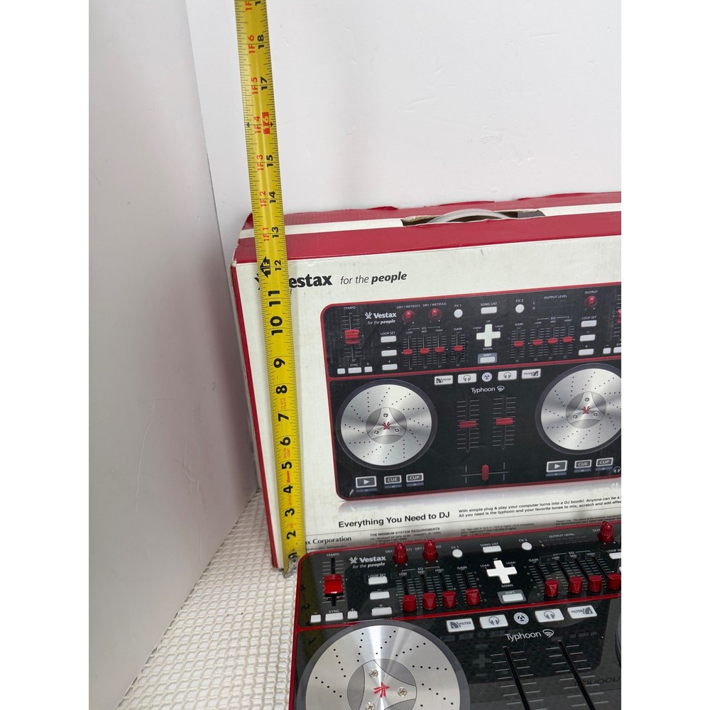 Vestax Typhoon DJ MIDI Controller Virtual DJ Black Red Silver VDJ-0001 Boxed EUC