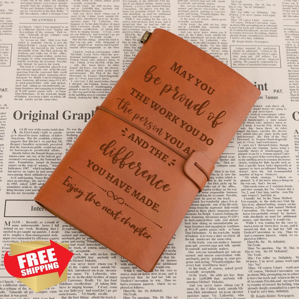 Engraved Leather Journal Retirement Gift Next Chapter