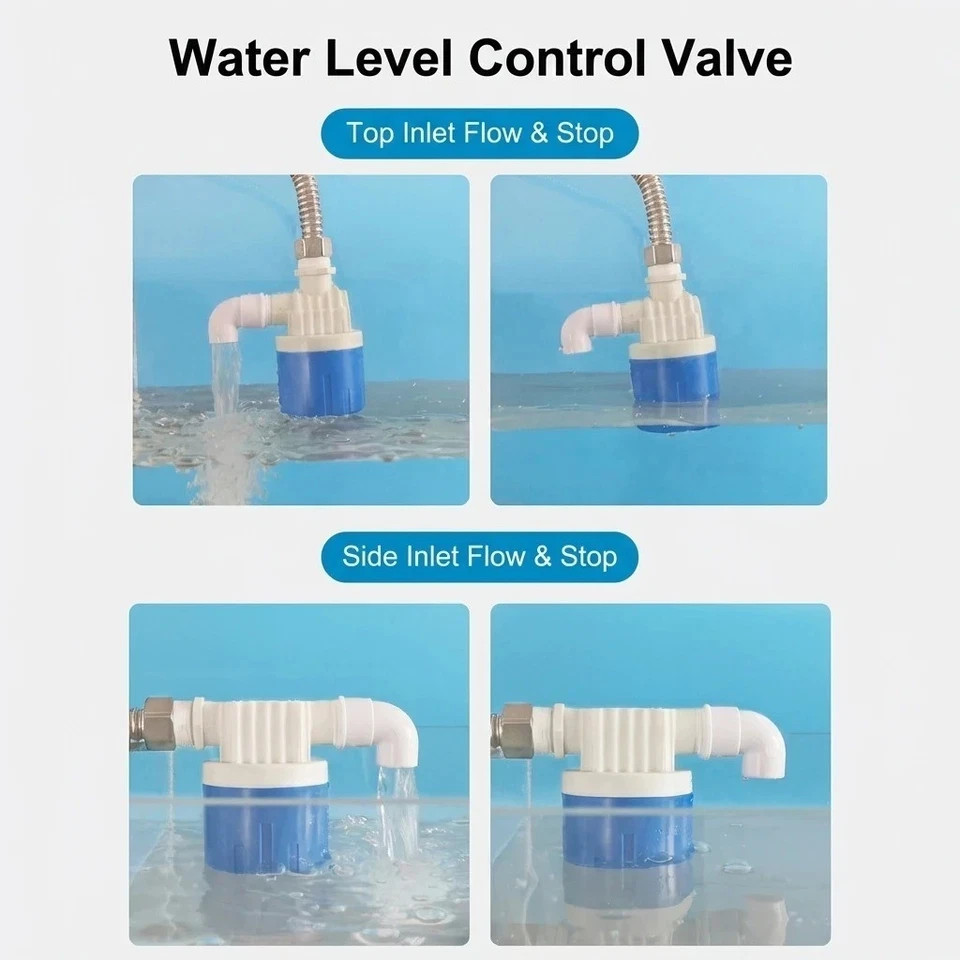 Fully Automatic Water Level Control Float Valve 1/2" Auto Shut Off Water Stop