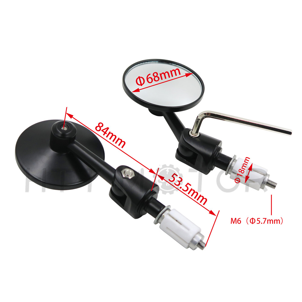 Round Bar End 1" 25MM Mirrors Adjustable Foldable For Harley Davidson Black