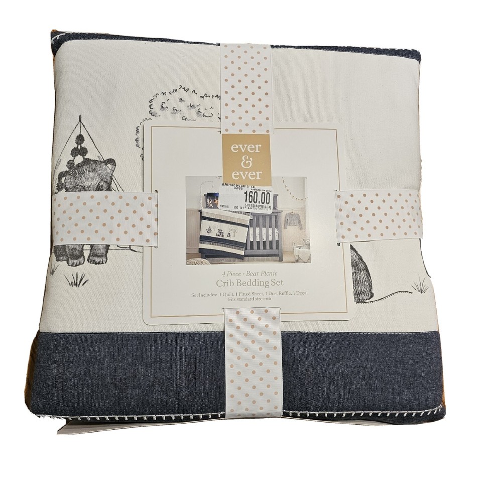 Ever & Ever 4 Piece Crib Bedding Set- Bear Picnic