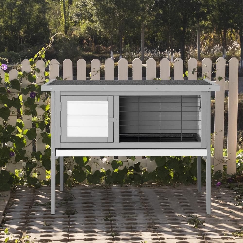 36" Gray Rabbit Bunny Pet Cage Small Animal House Chicken Coop Single Deck