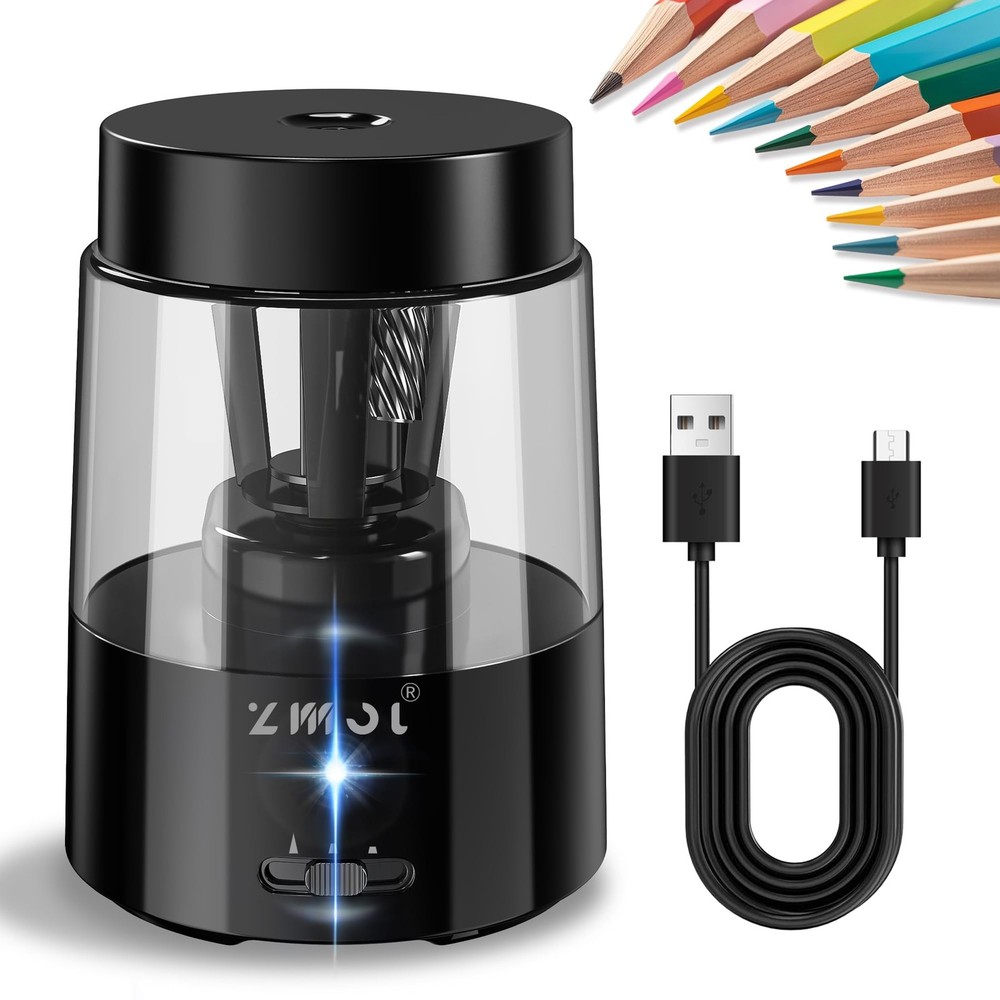 ZMOL Electric Rechargeable Pencil Sharpener, Automatic A-black