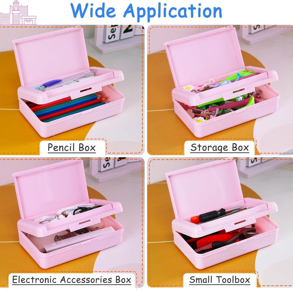 Double Layer Pencil Box, Hard Pencil case 2 Compartments, Plastic Large Capacity