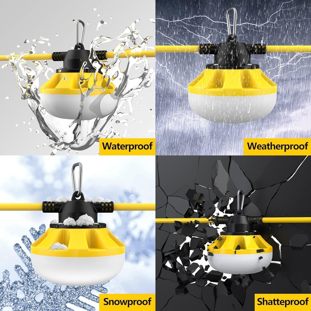 50ft Construction String Lights LED for Construction Sites Walkways Crawlspaces
