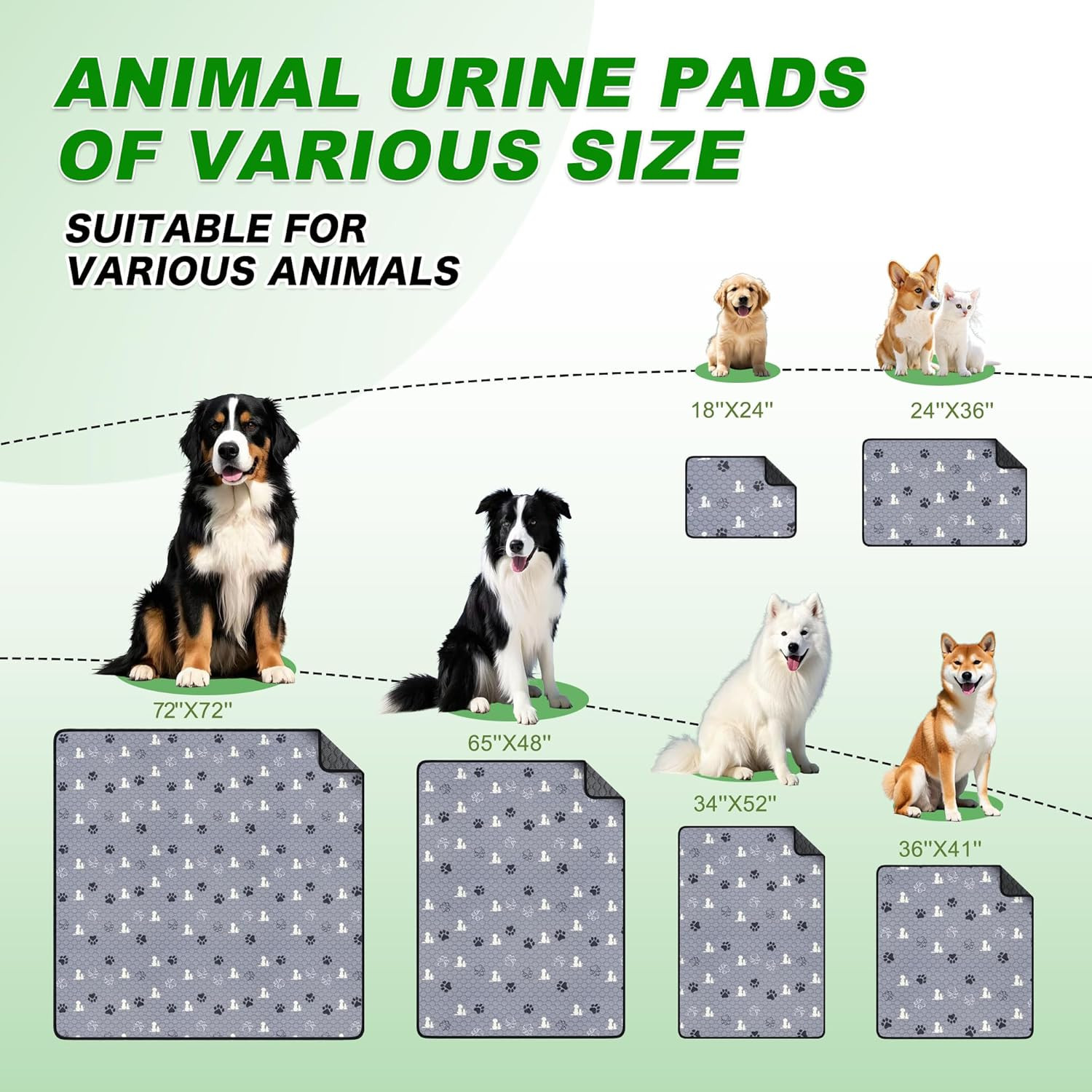 Washable Pee Pads for Dogs, 4 Pack Absorbent Reusable Training Dog Pads Pet Pupp