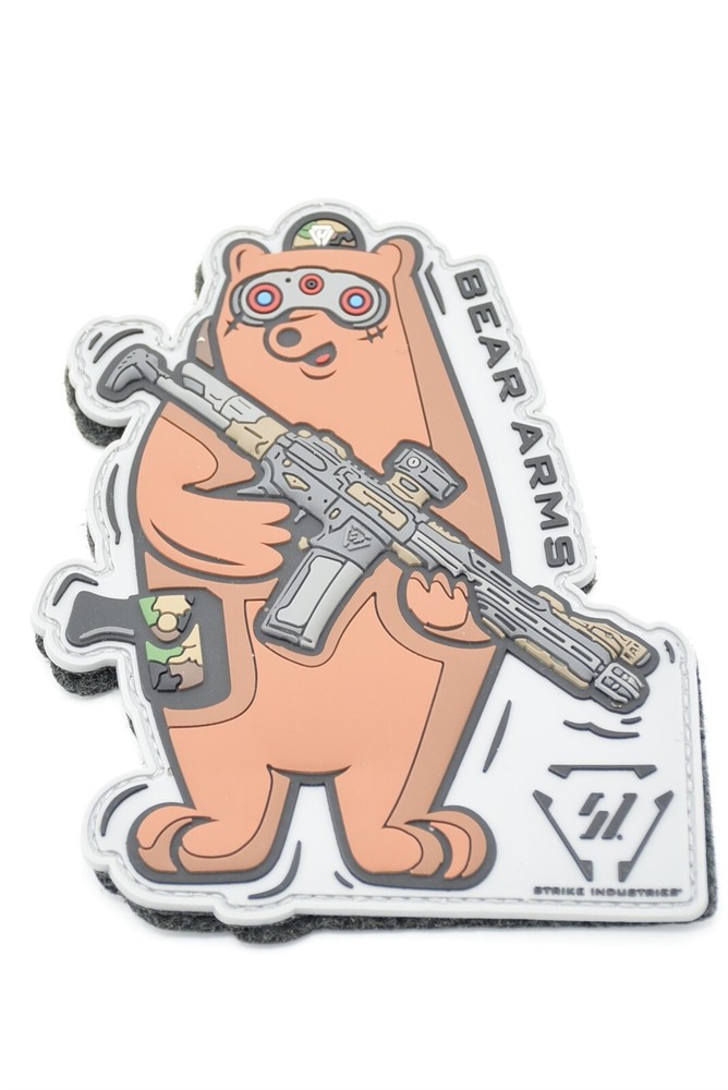 STRIKE INDUSTRIES BEAR ARMS LOGO PATCH HOOK/LOOP BACKING LARGE SIZED PATCH RARE