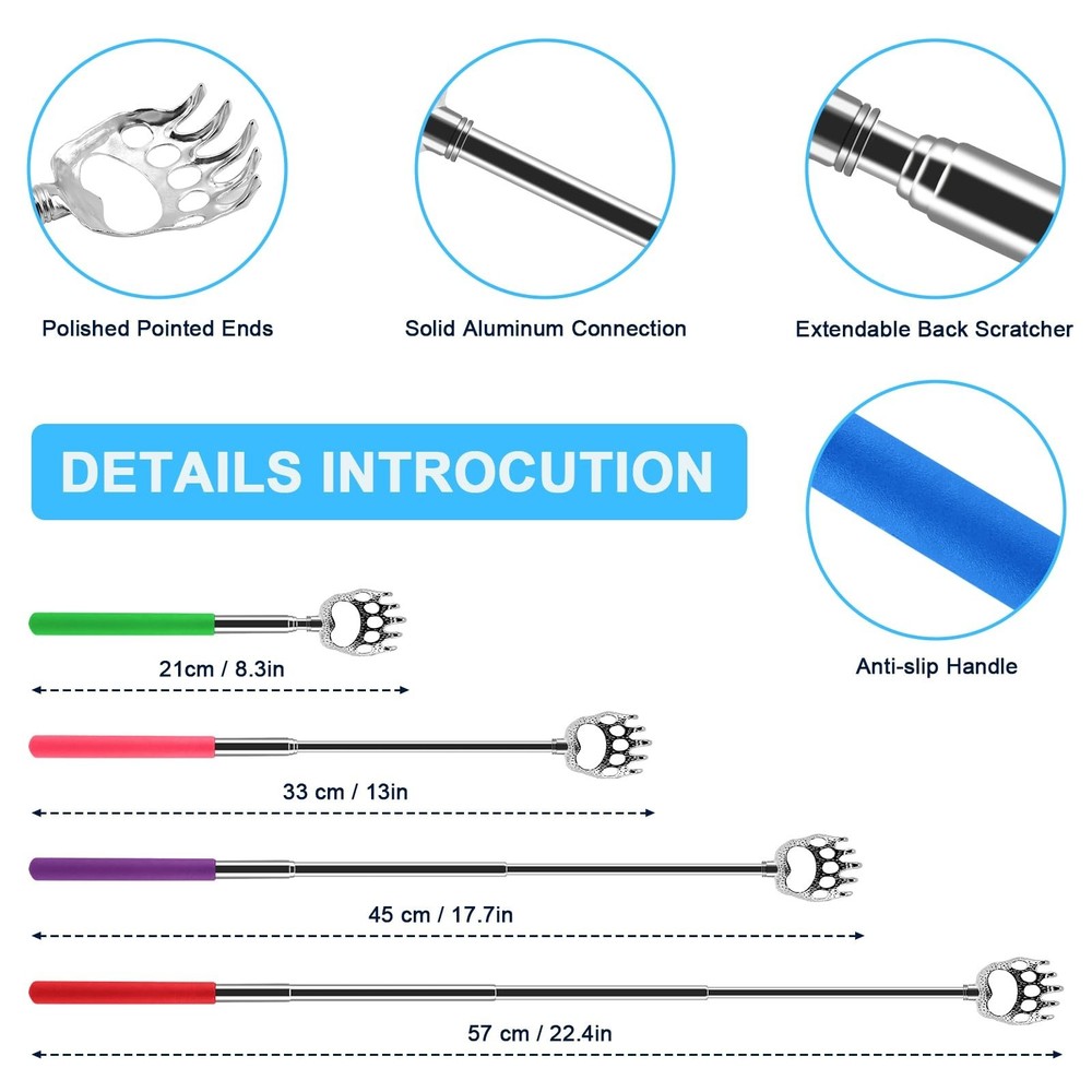 NICEMOVIC 12 Pack Extendable Bear Claw Back Scratcher Bulk, Stocking Stuffers...