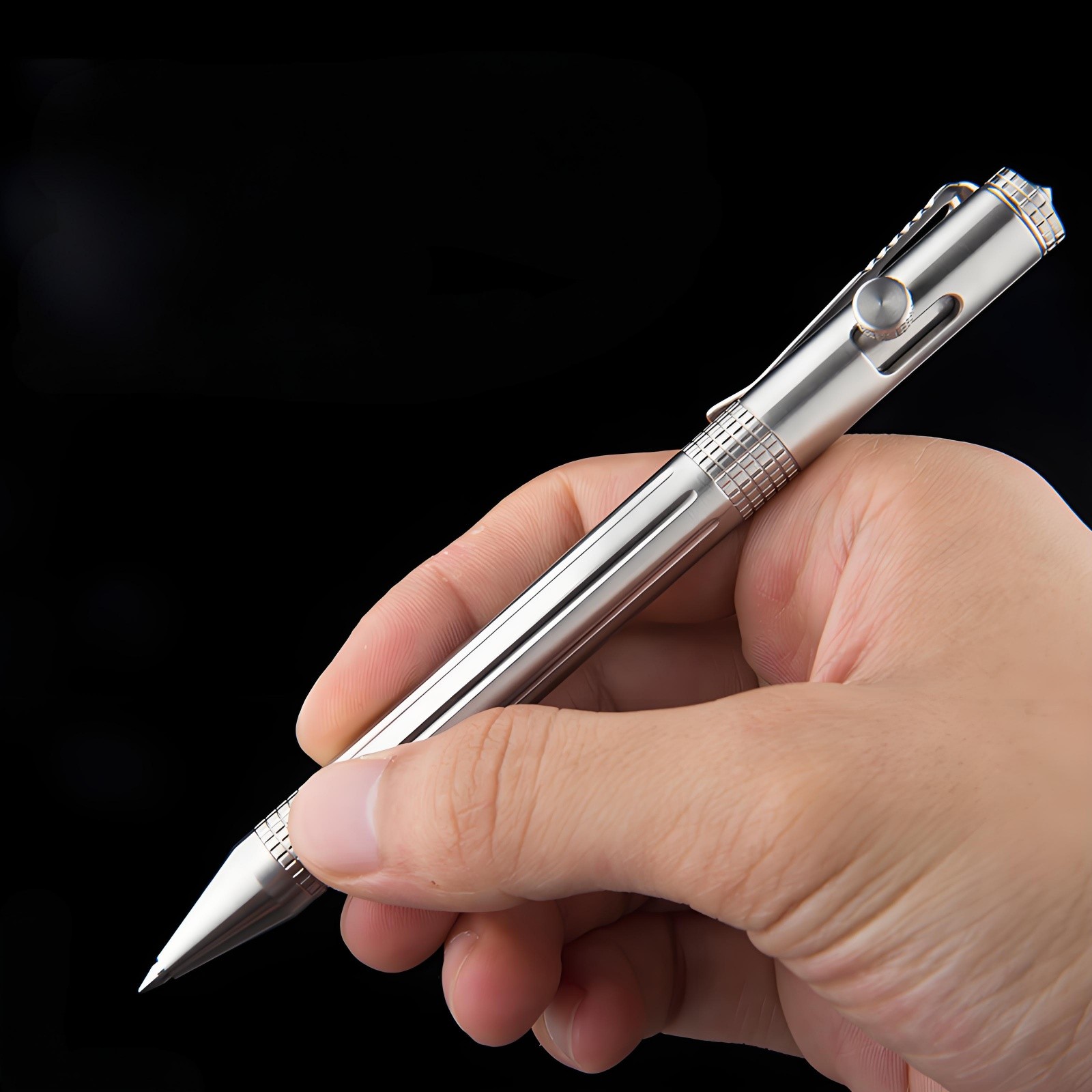 Stainless Steel Bolt Action Ballpoint Tactical Pen Outdoor Pocket EDC Portable