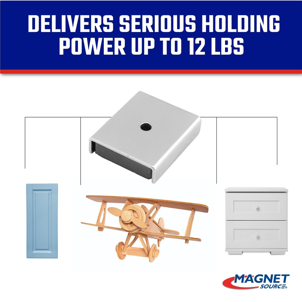 Ceramic Latch Magnet Assemblies - Rectangular with Center Hole, Zinc Plated, ...