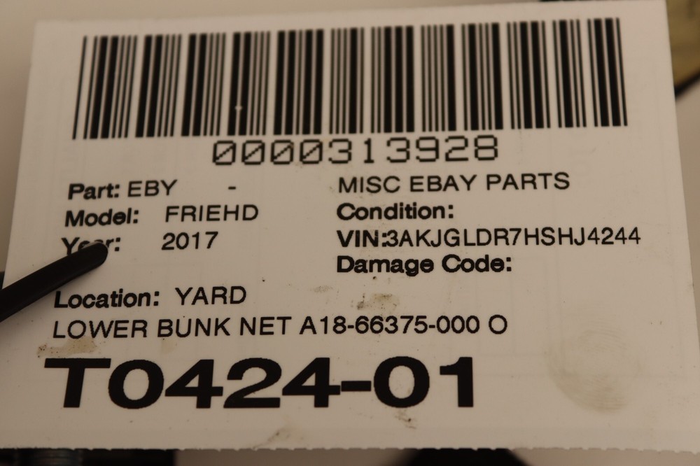 2008-2017 FREIGHTLINER CASCADIA 125 SLEEPER BUNK NET LOWER MESH OWERWRAP OEM