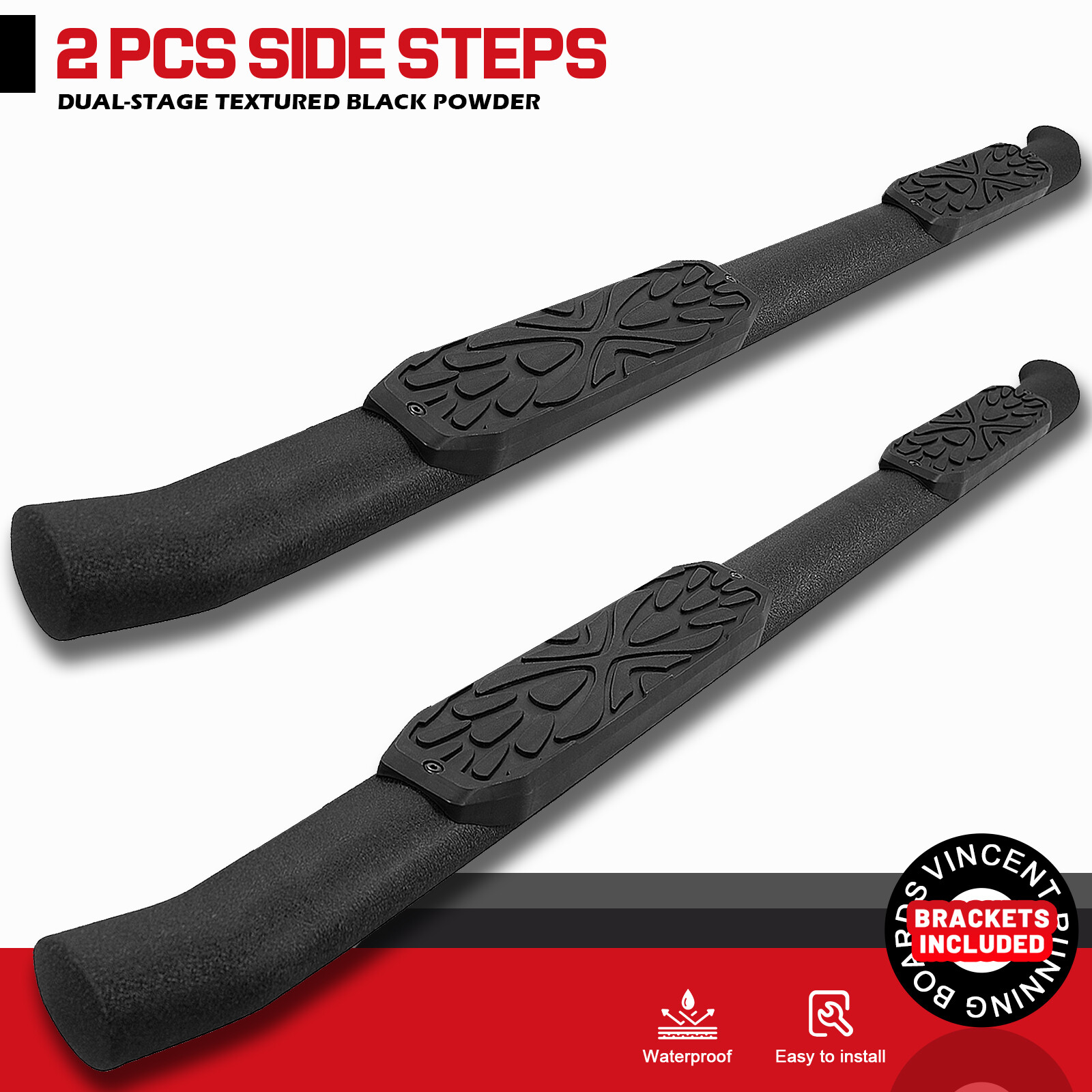 FOR 2002-2008 Dodge Ram 1500 Quad Cab Side Step Curved Running Board Nerf Bar