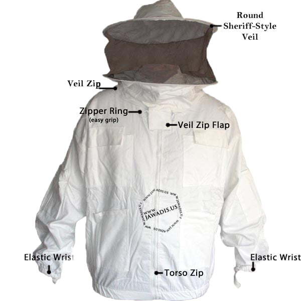 Beekeeper Zip-Up Jacket with Removable Veil - Cotton, White, Size L