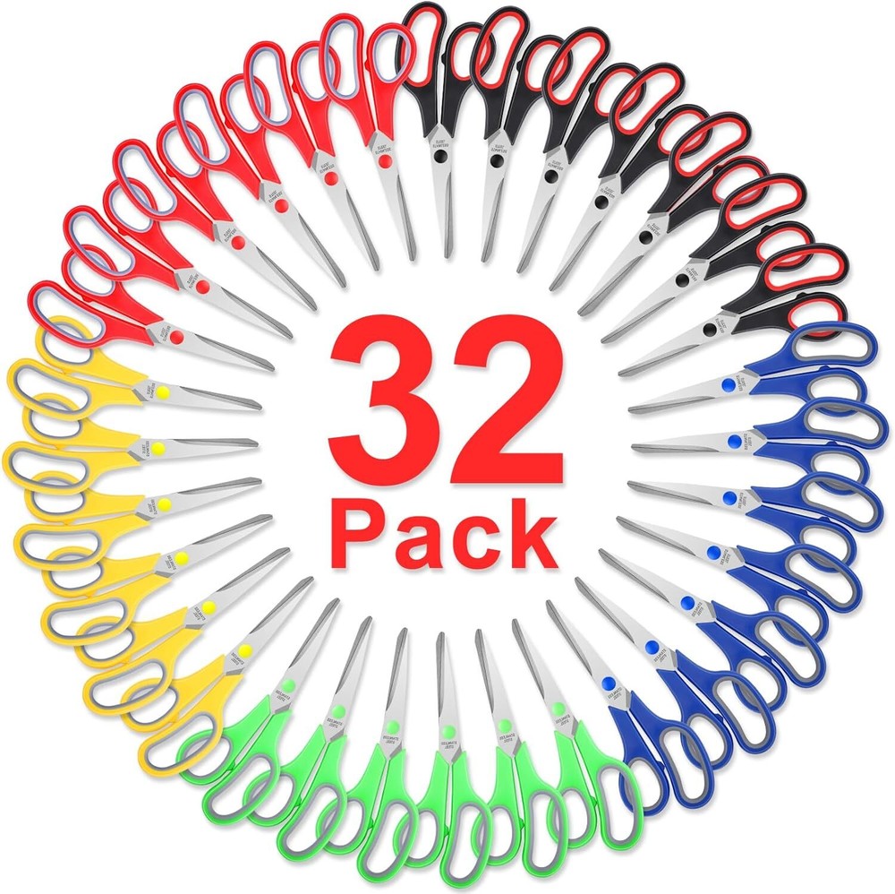 Scissors Bulk Set of 32-Pack, 8" All Purpose Multipurpose Sharp Sewing 32pack
