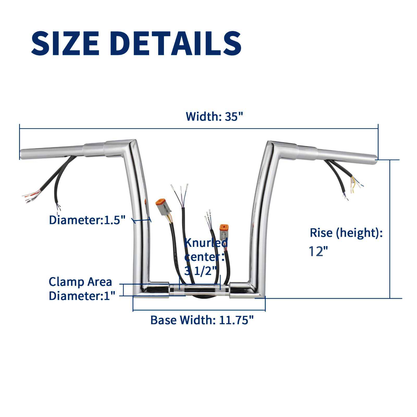 12" Prewired Ape Hanger 1.5" Fat Handlebar for Harley Softail Dyna FLHR 96-06