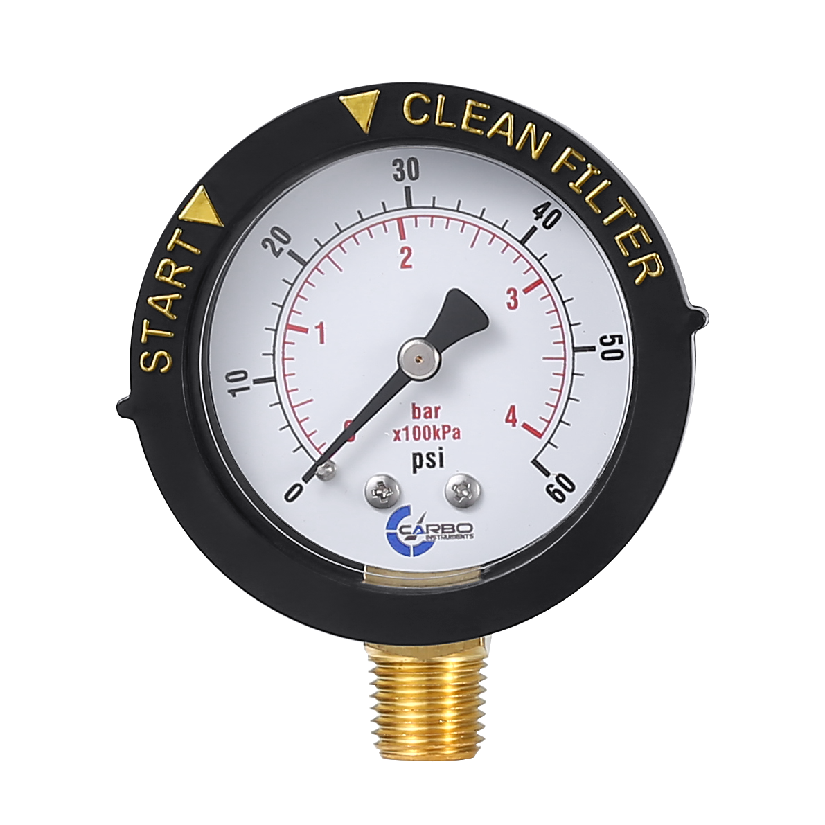 Pool Filter Pressure Gauge, Adjustable Twist Bezel, 1/4" NPT Low Mnt 0-60 psi