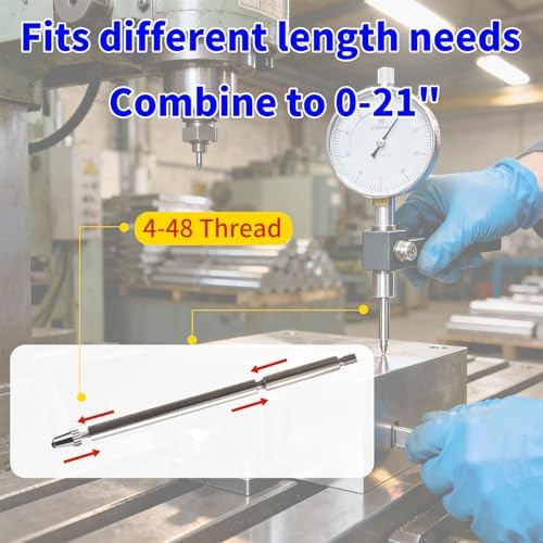 6pcs Dial Digital Indicator Extension Stem Rod Set - 1", 2", 3", 4", 5", 6"