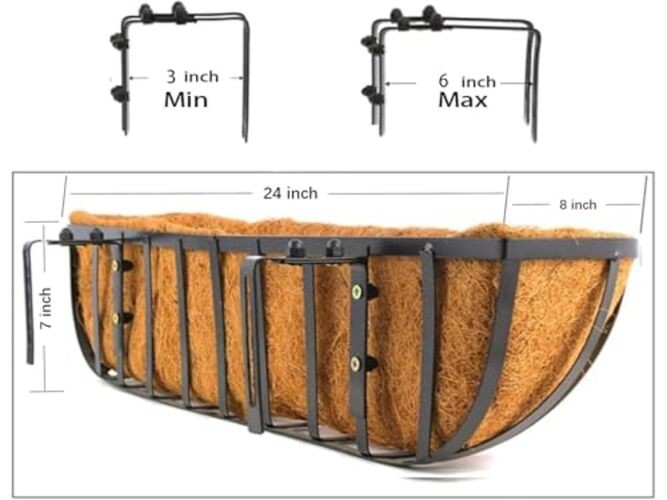 24 Inch Window Box Planters 4 Pack with Coco Liners, Rustproof 24inch/4pack