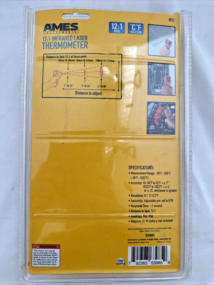 Ames Instruments 12:1 Infrared Laser Thermometer OffB3