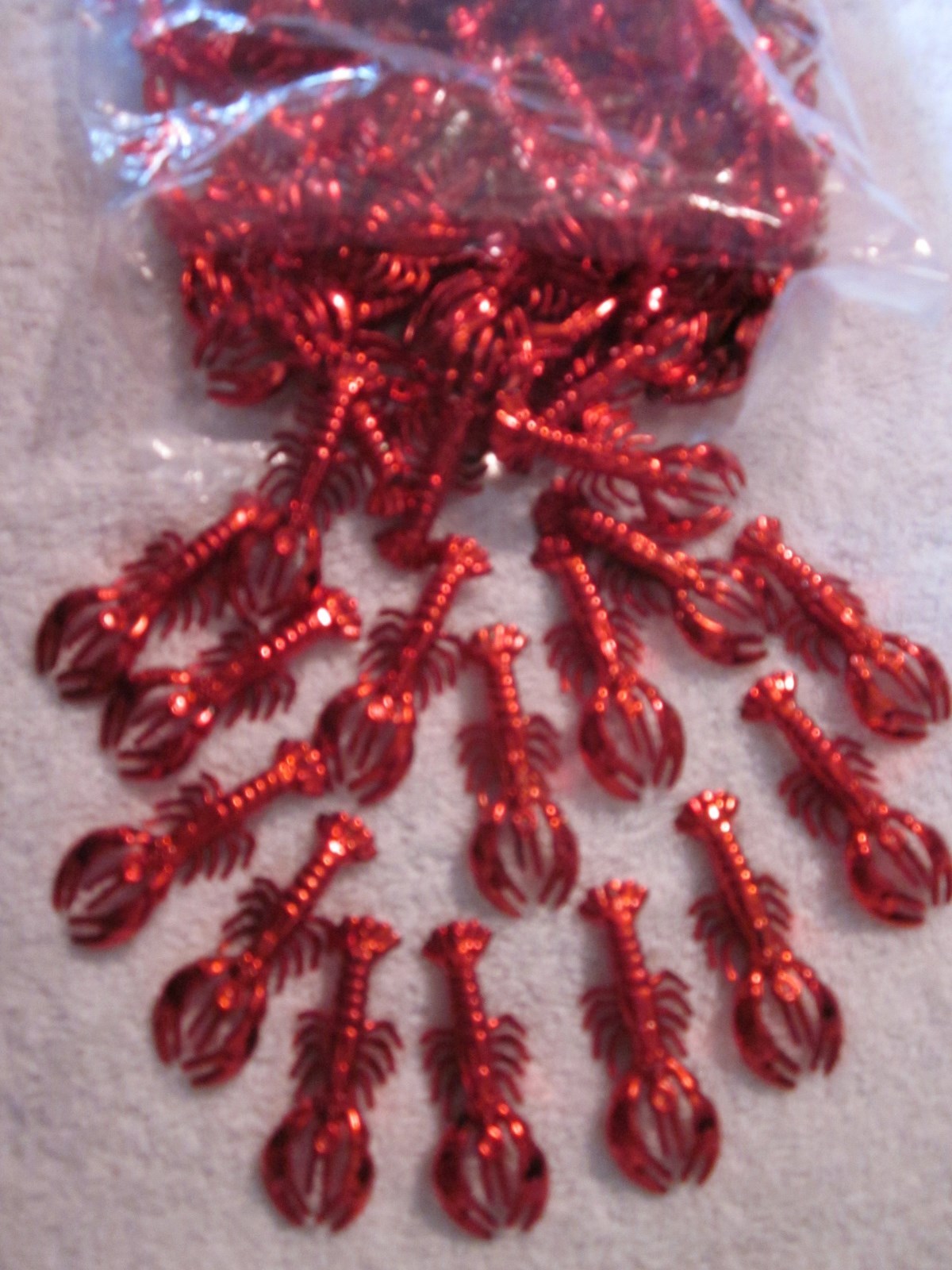 3 DOZEN (36 pieces) "RED CRAWFISH TRINKETS" 70mm - BULK CRAFTS MUDBUGS CRAYFISH