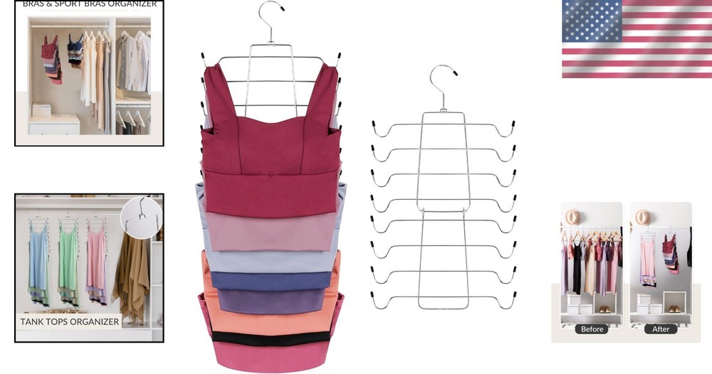 Tank Top Hanger Space Saving Bra Organizer Closet Storage 2 Pack
