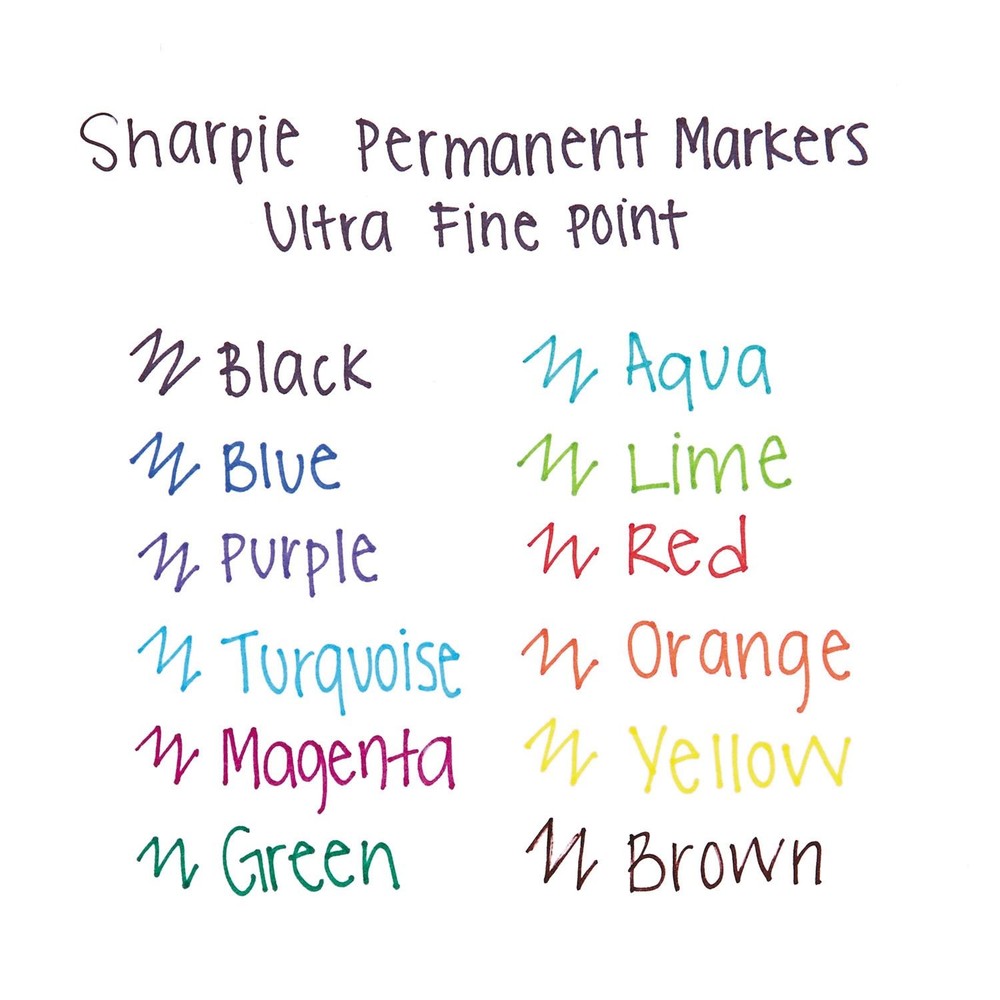 Sharpie Permanent Markers Ultra Fine Point Assorted Colors 12 Count