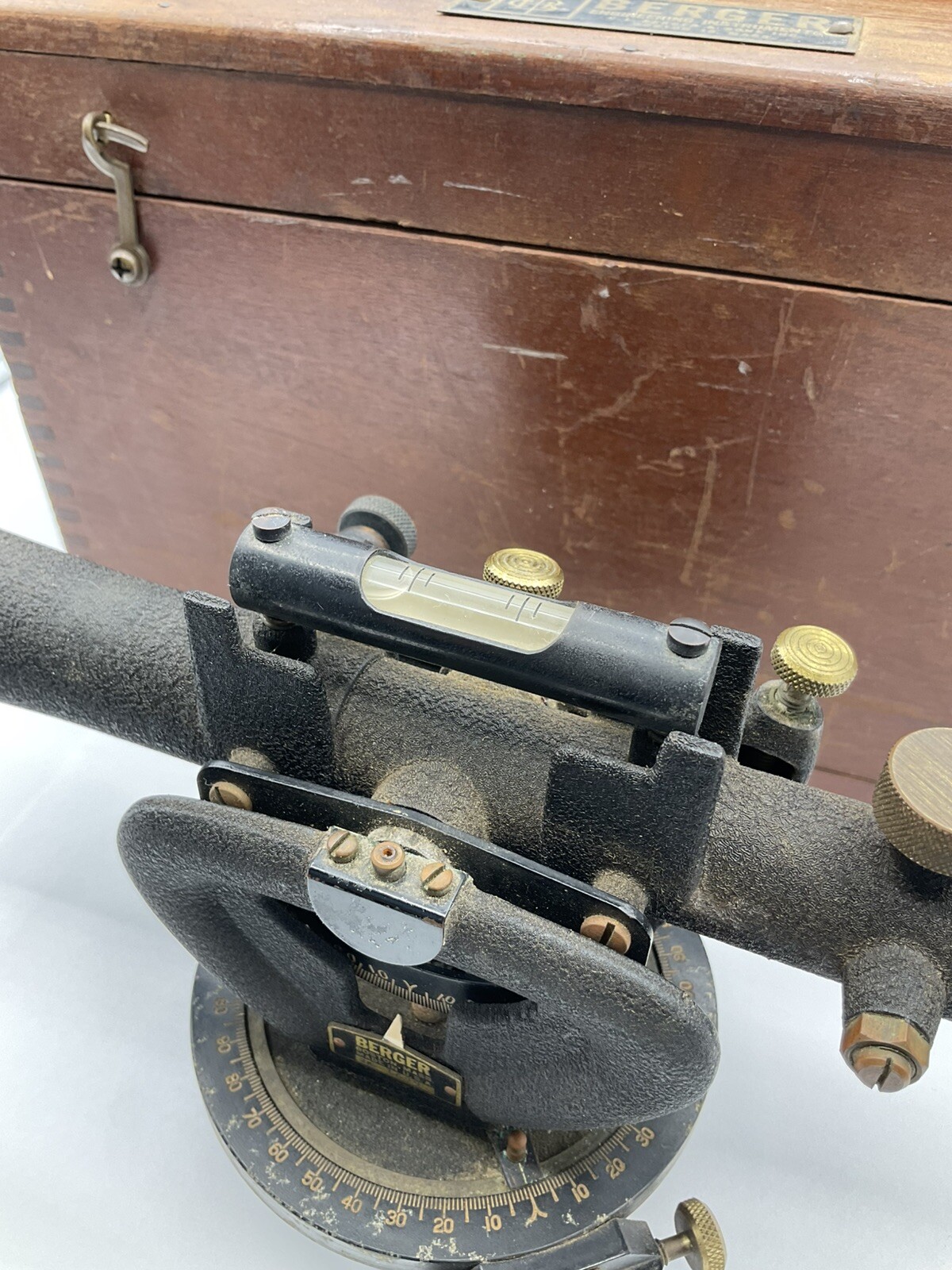 Vintage Berger Engineering Instruments Surveying Transit & Wood Box