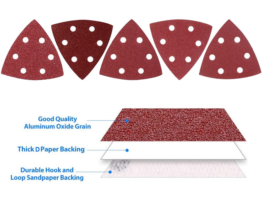 200×Triangle Sandpaper Sanding Pads Hook and LoopPalm for Oscillating Multi Tool