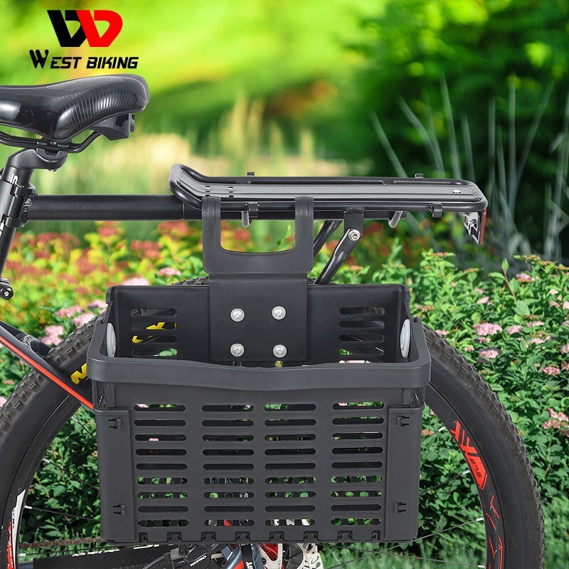 WEST BIKING Foldable Bike Front Handlebar Basket Bicycle Rack Pack Basket Black