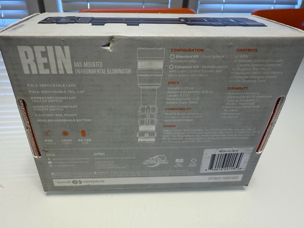 Cloud Defensive REIN 1.0 WEAPON LIGHT COMPLETE KIT - BLACK