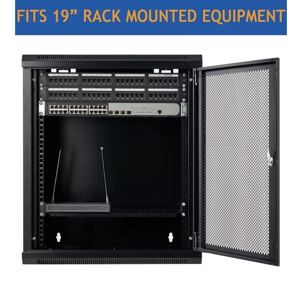 9U Wall Mount Server Cabinet Network Rack With Vented Enclosure Deep Door Lock