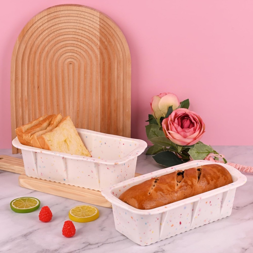 Sakolla 2 Pack Silicone Bread Loaf Molds, Nonstick Easy Release Rectangle Silico