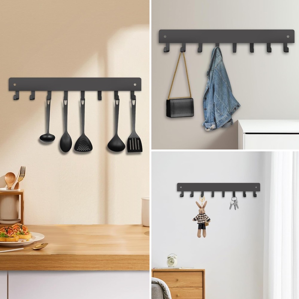 2 Pack Key Holder for Wall, Key Hooks with 8 Hooks, No Drilling Required, -Ad...