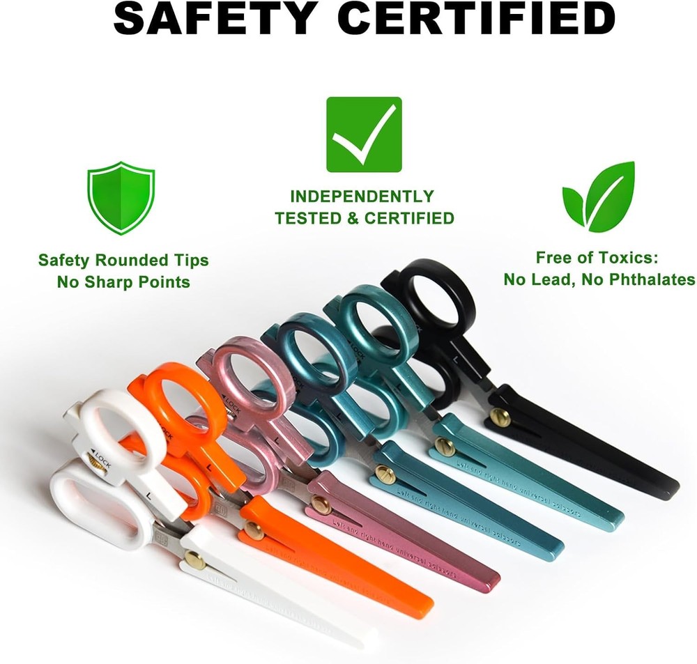 Ambidextrous Scissors - Left & Right Hand Use via 4-Edge Design, with Protective