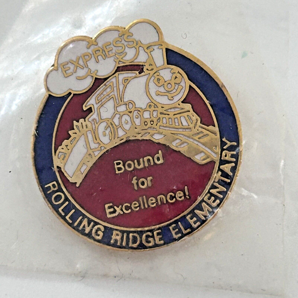 Vintage Rolling Ridge Elementary School Lapel Pin Express Bound for Excellence